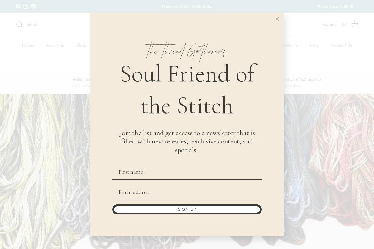 threadgatherer.com homepage screenshot