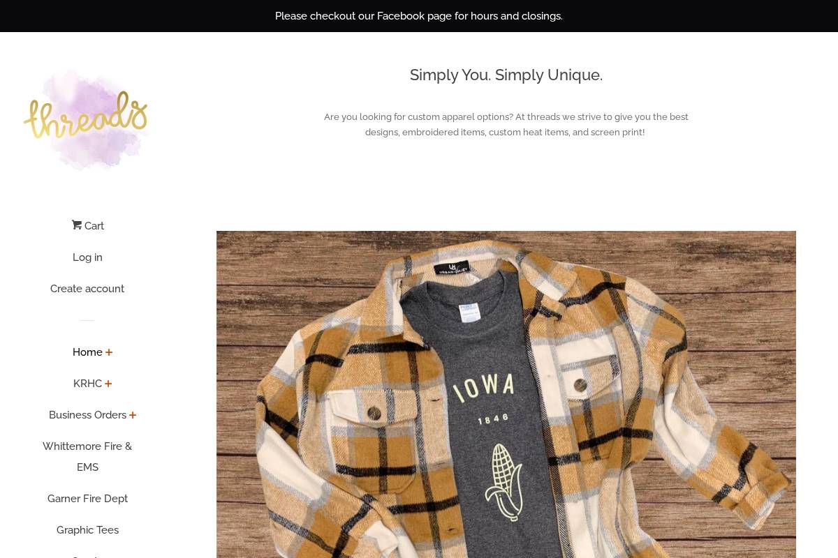 threadsalgona.com homepage screenshot