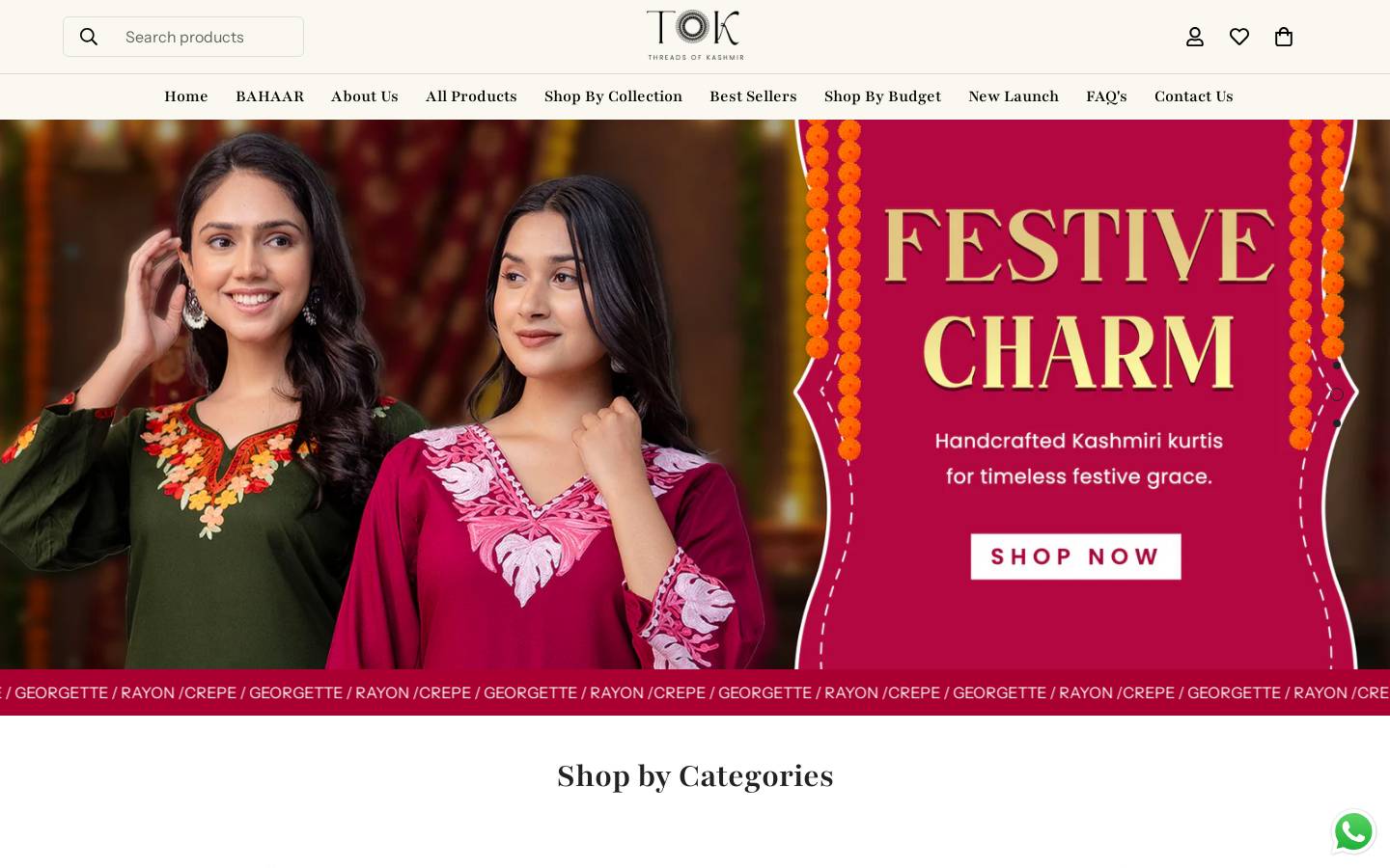 threadsofkashmir.com homepage screenshot