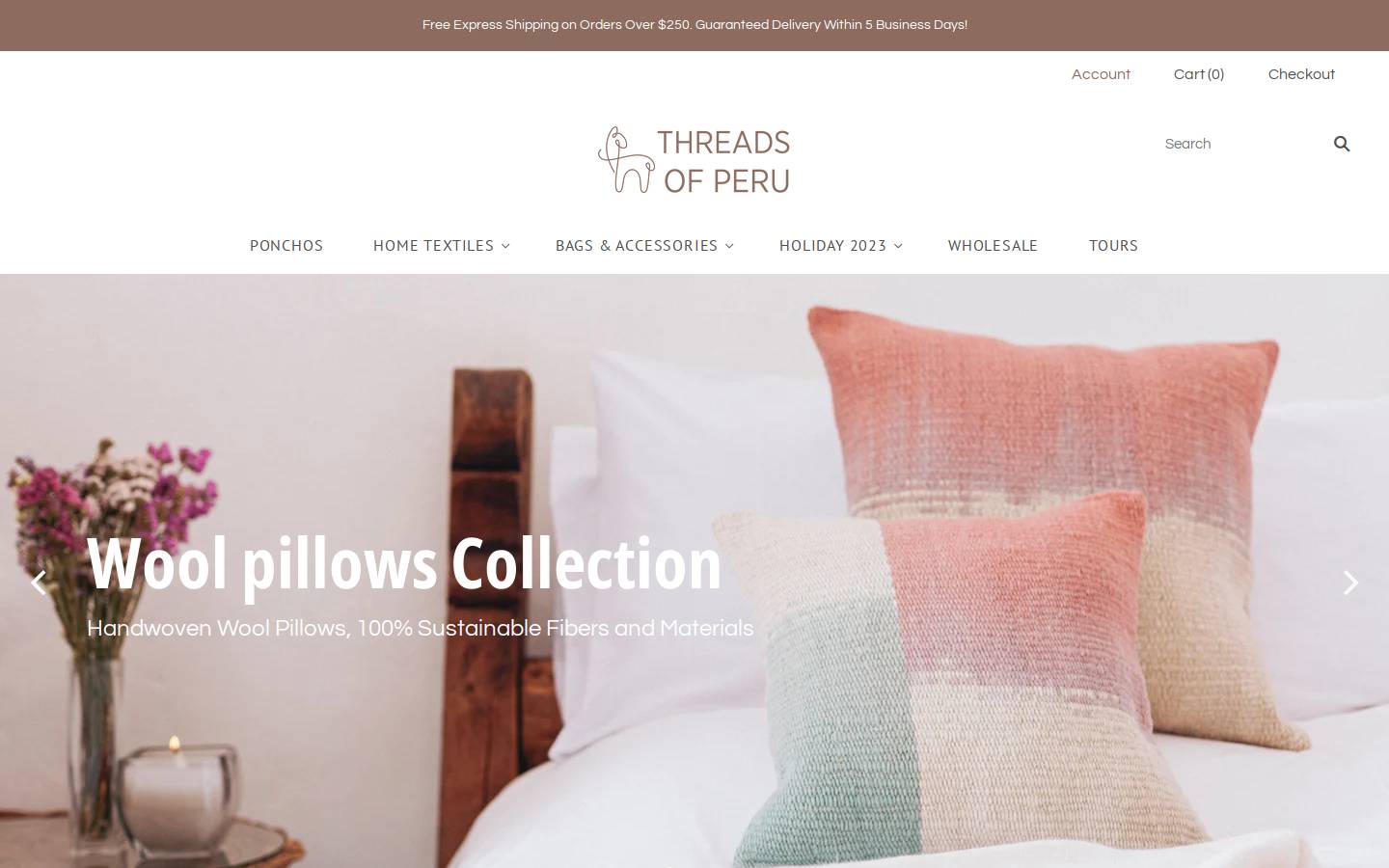 threadsofperu.com homepage screenshot