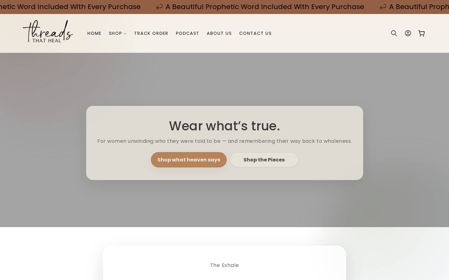 threadsthatheal.com homepage screenshot