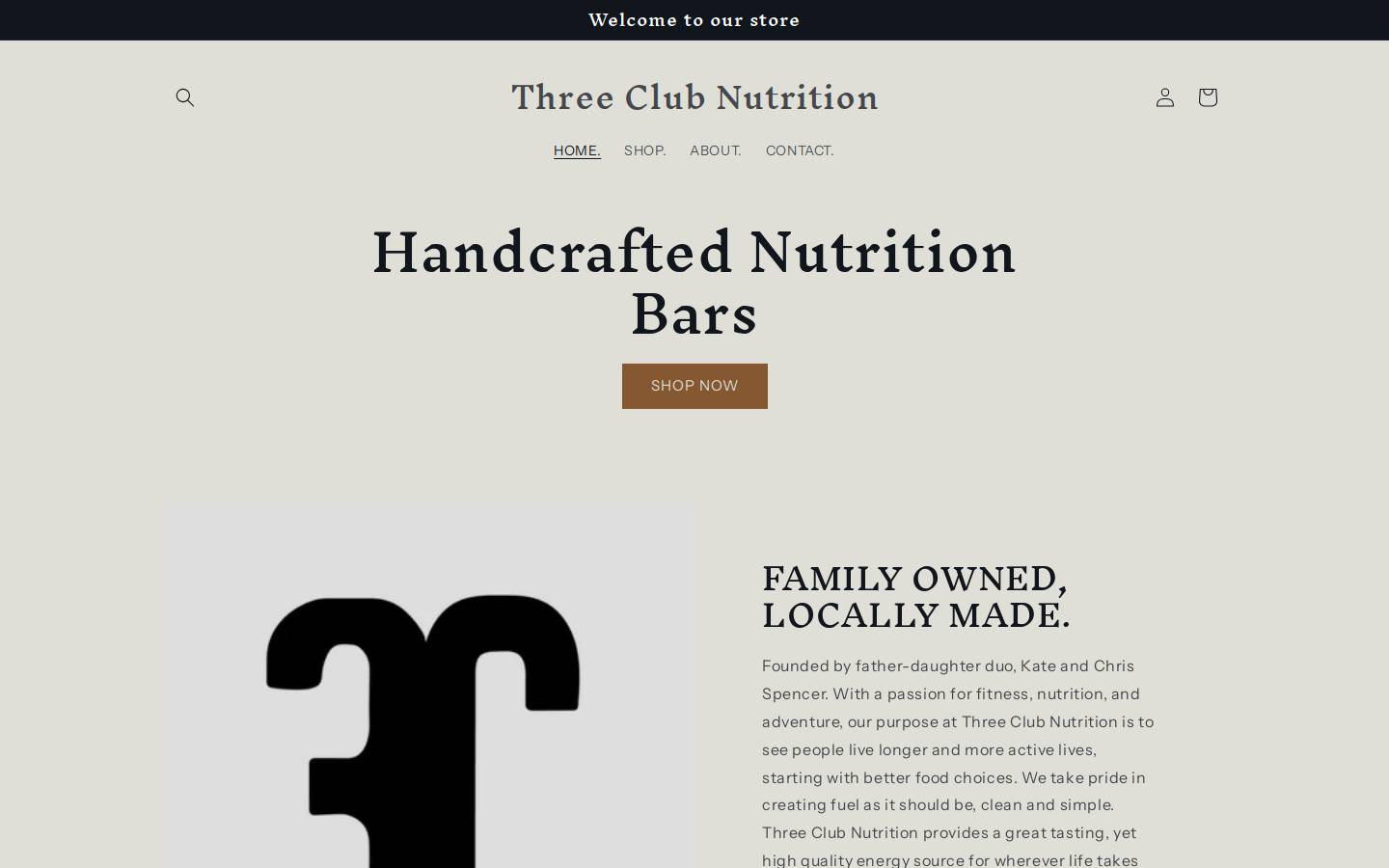 threeclubnutrition.com homepage screenshot