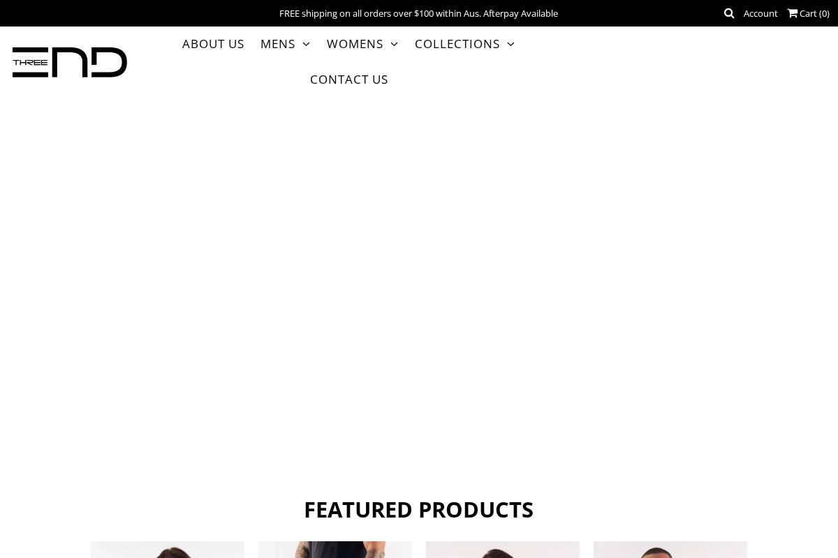 threeendapparel.com homepage screenshot