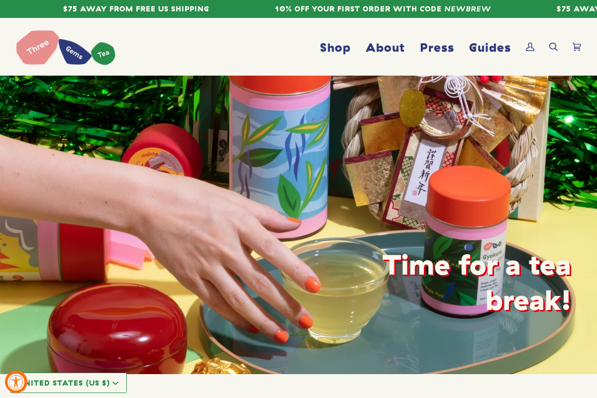 threegemstea.com homepage screenshot