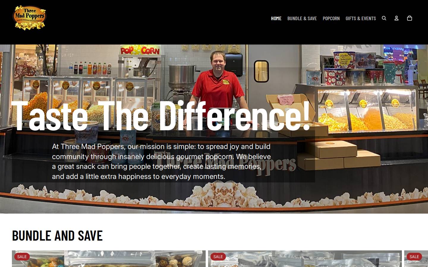 threemadpoppers.com homepage screenshot