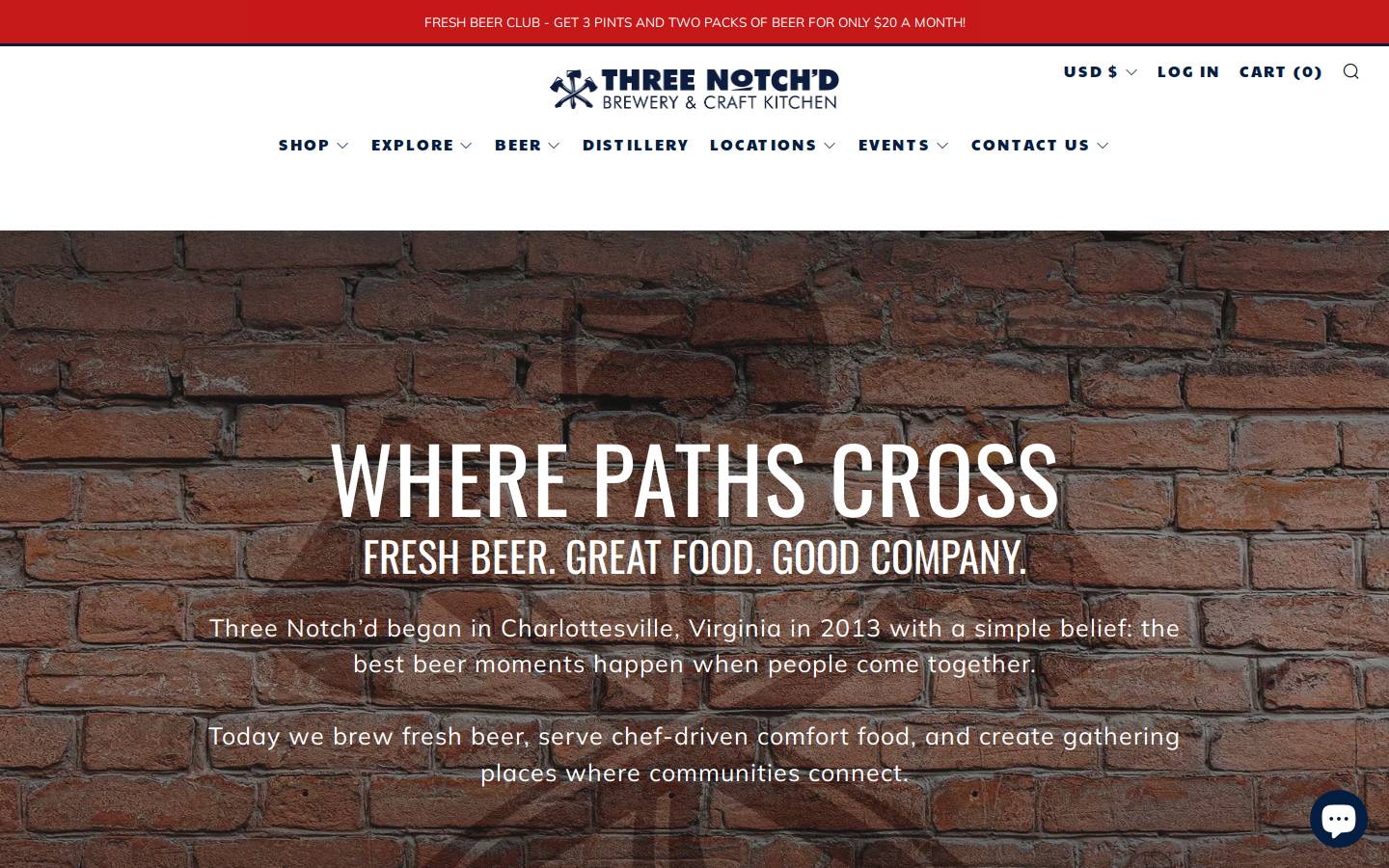threenotchdbrewing.com homepage screenshot