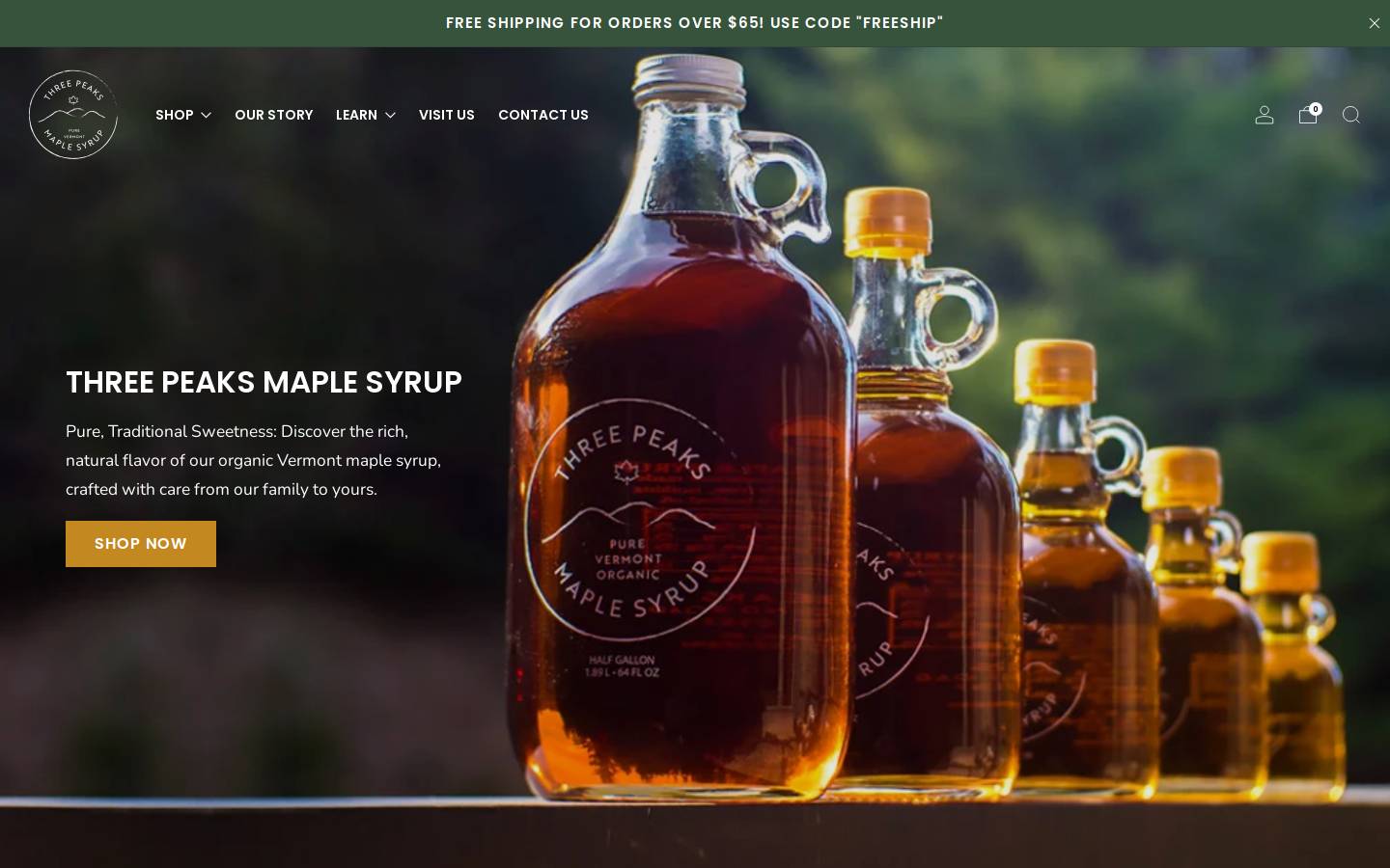 threepeaksmaple.com homepage screenshot