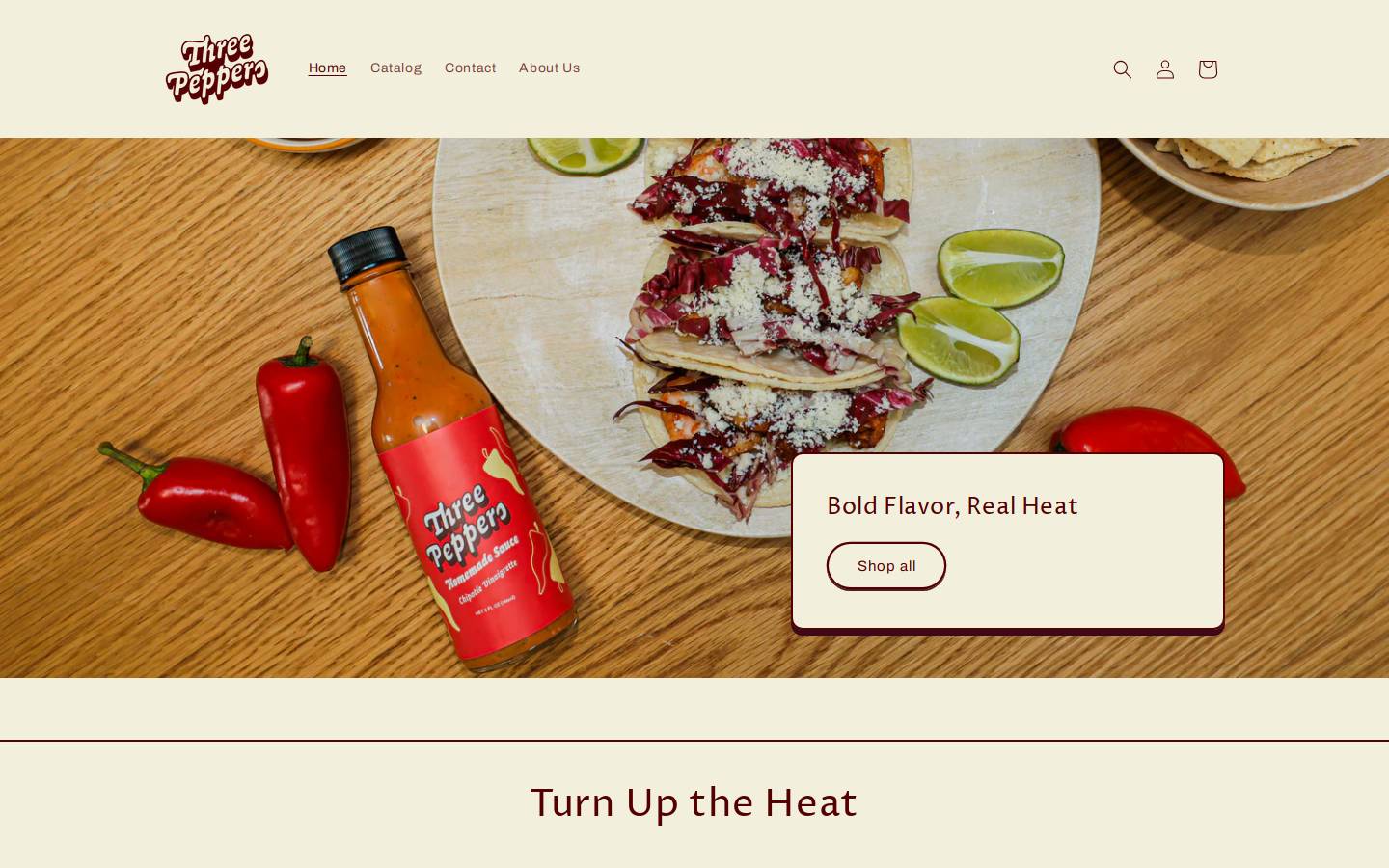 threepepperssauces.com homepage screenshot