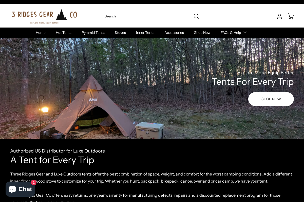 ThreeRidgesGearCo homepage screenshot