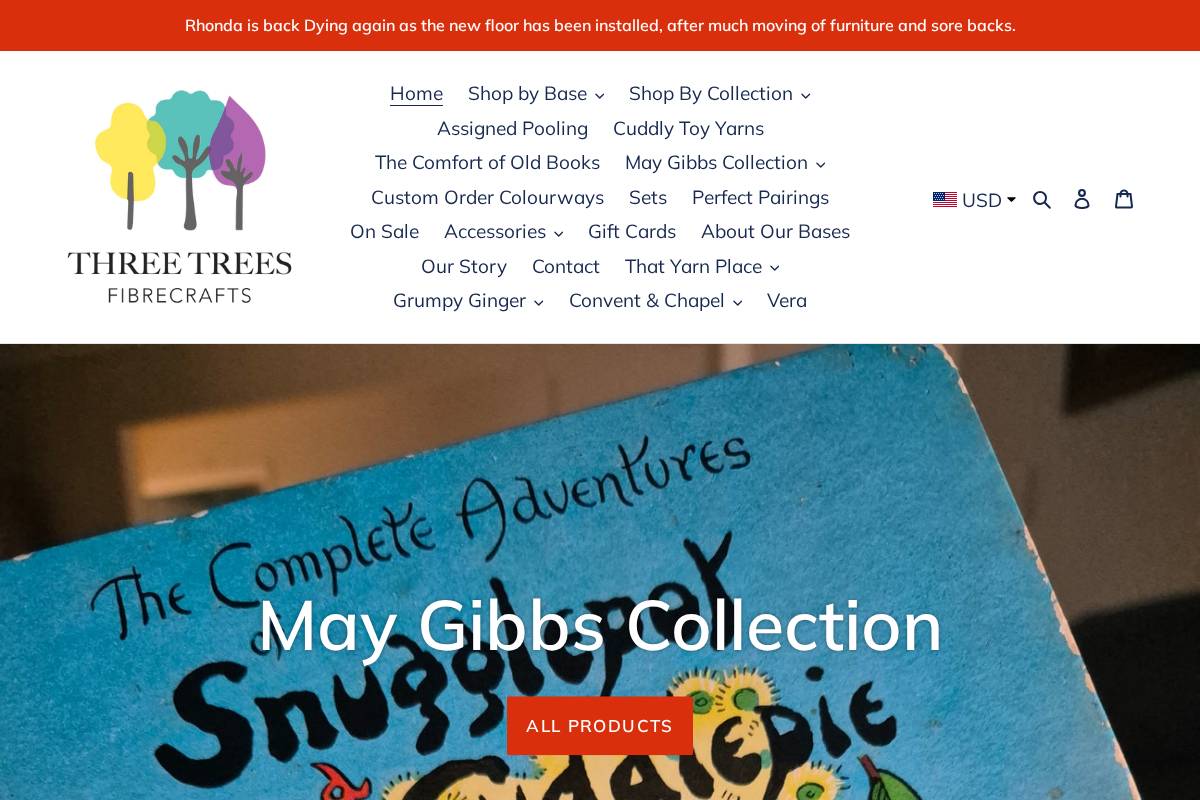 threetreesfibrecrafts.com.au homepage screenshot