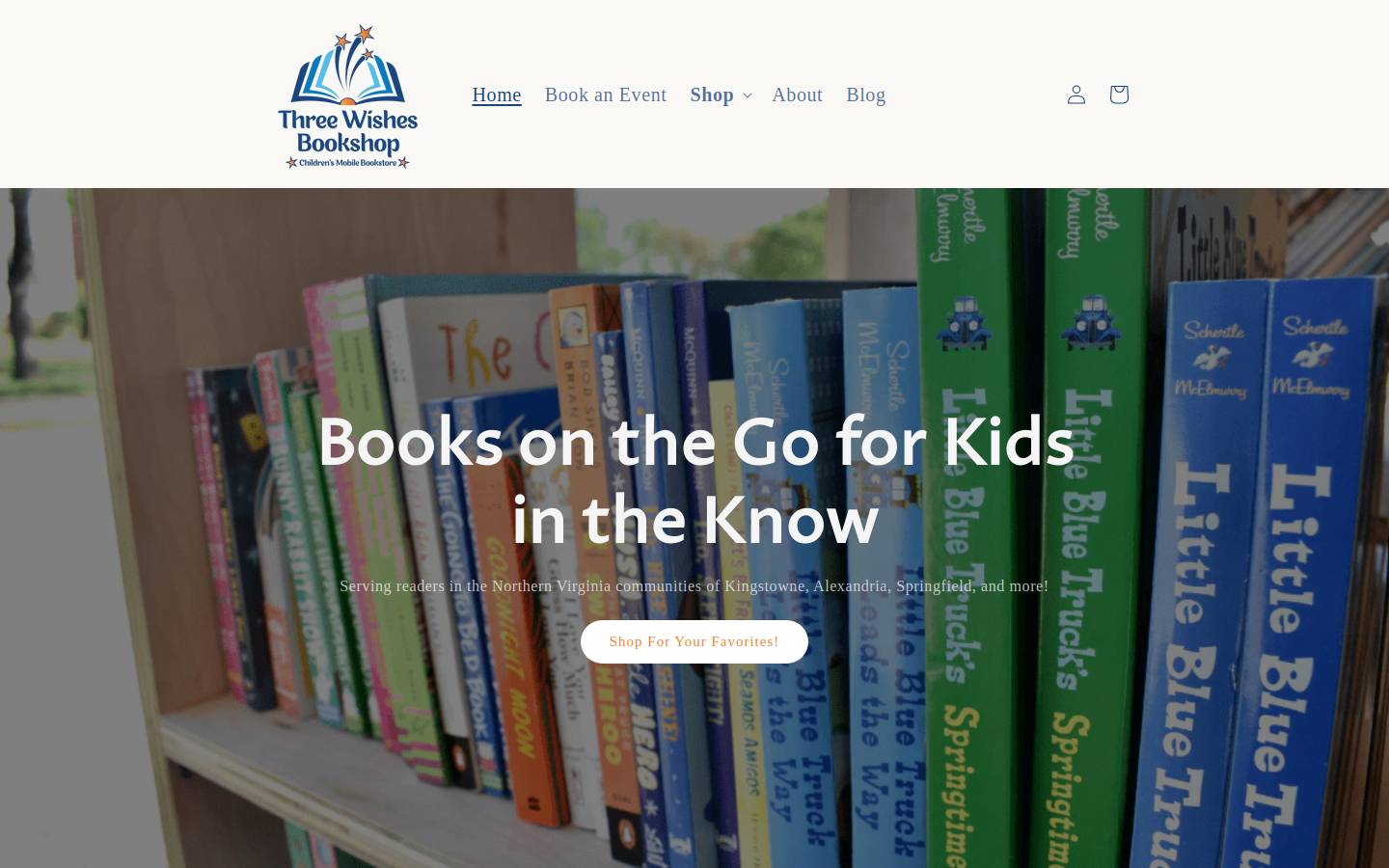 threewishesbookshop.com homepage screenshot