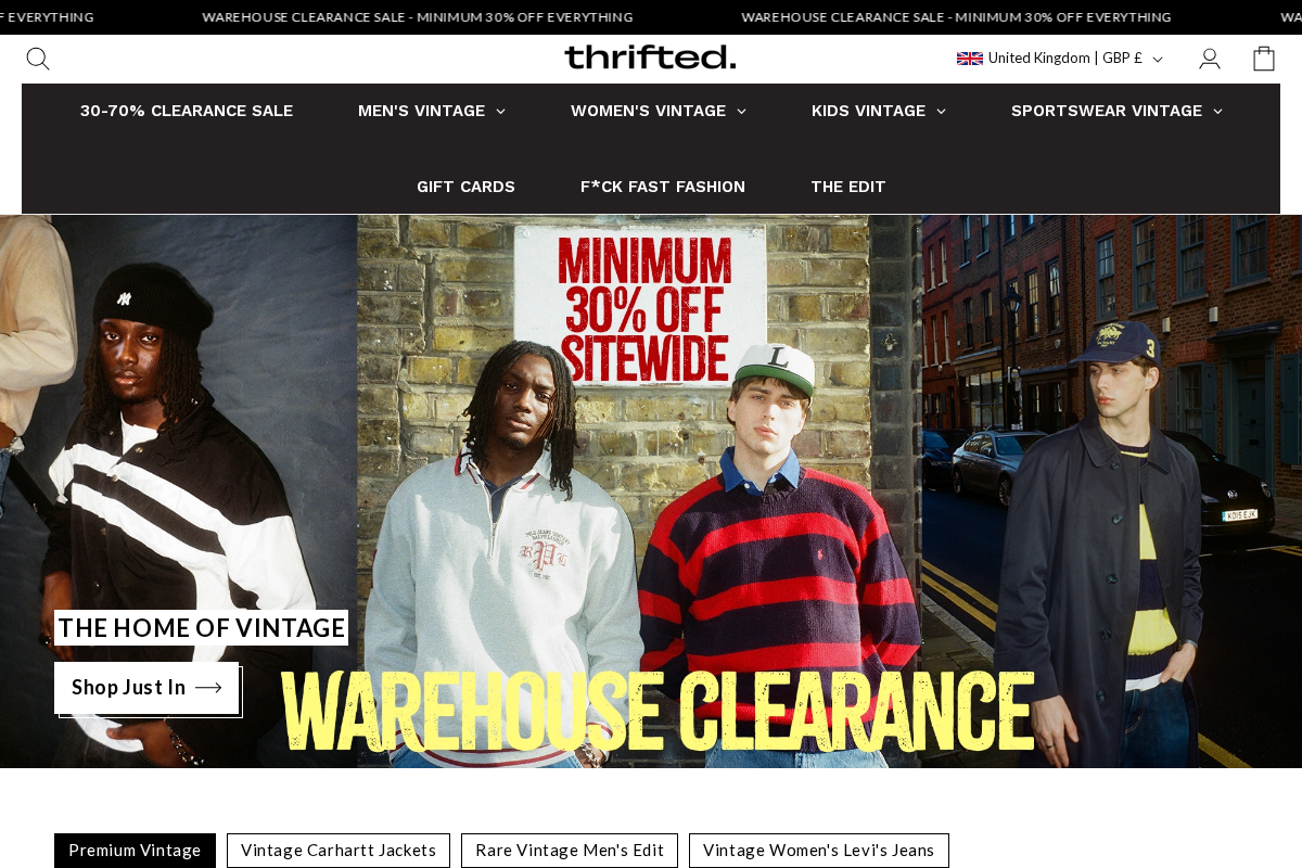 Thrifted homepage screenshot