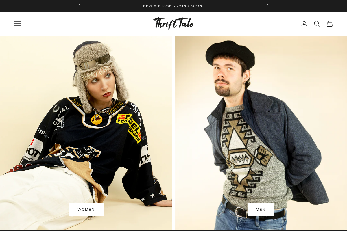 ThriftTale homepage screenshot