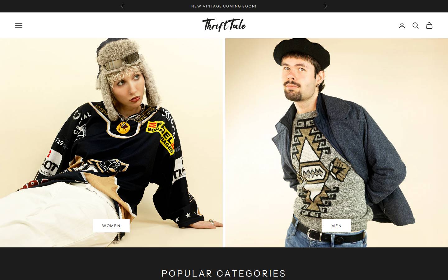 ThriftTale homepage screenshot