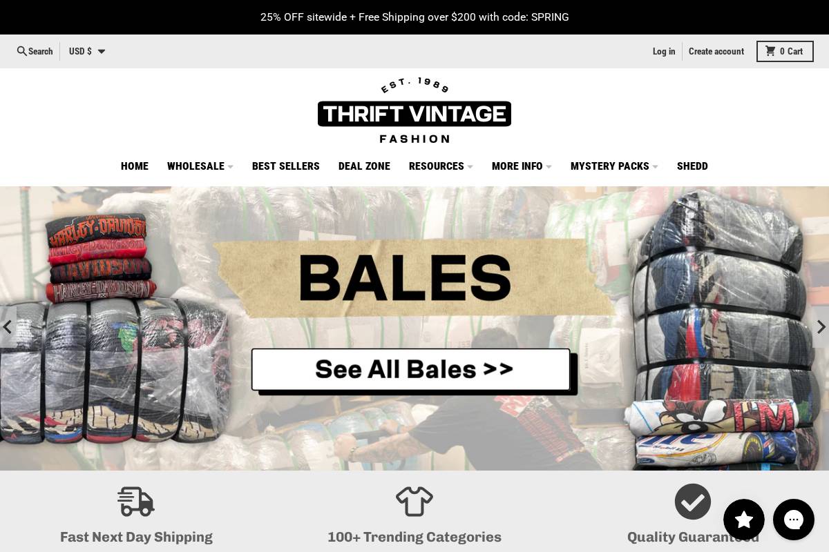 thriftvintagefashion.com homepage screenshot