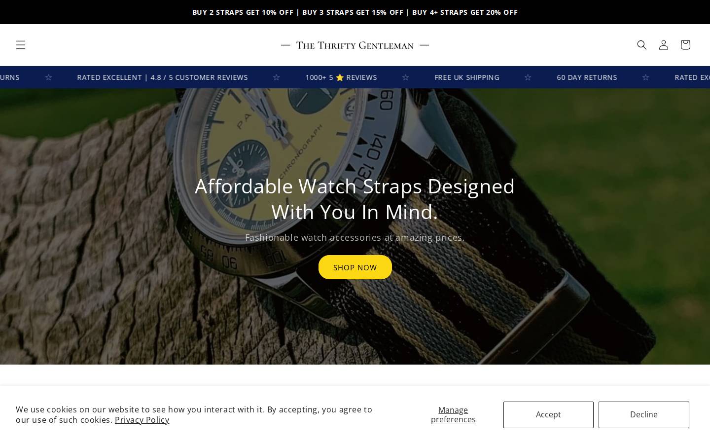 The Thrifty Gentleman homepage screenshot