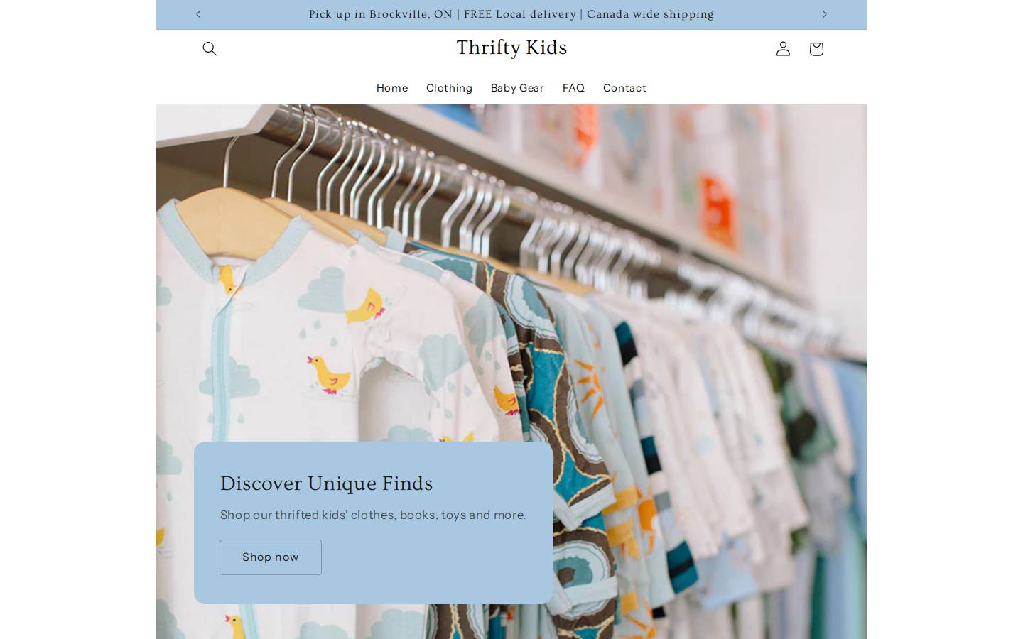 thriftykids.ca homepage screenshot