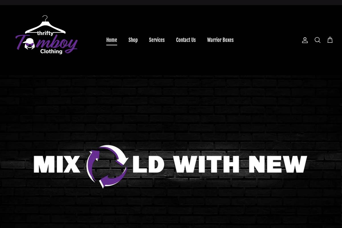 thriftytomboy.com homepage screenshot