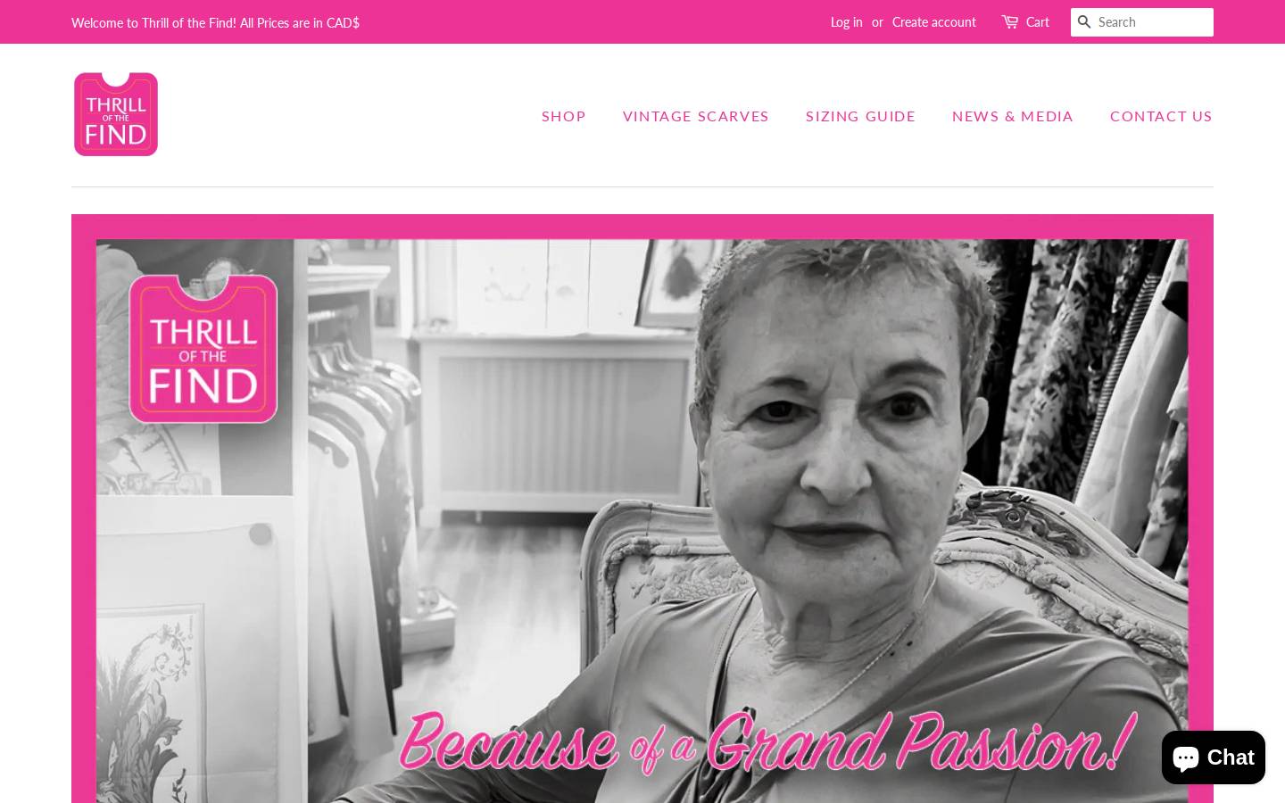 thrillofthefind.ca homepage screenshot