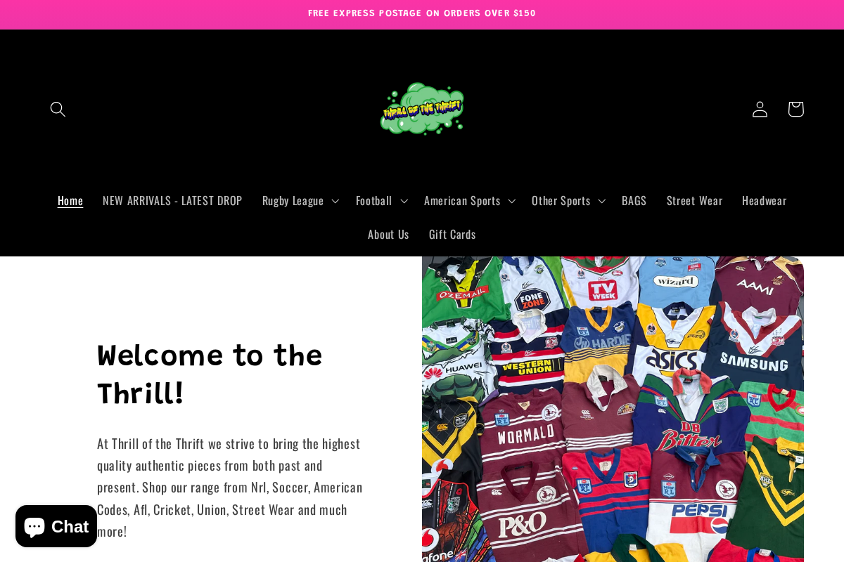 THRILLOFTHETHRIFT homepage screenshot
