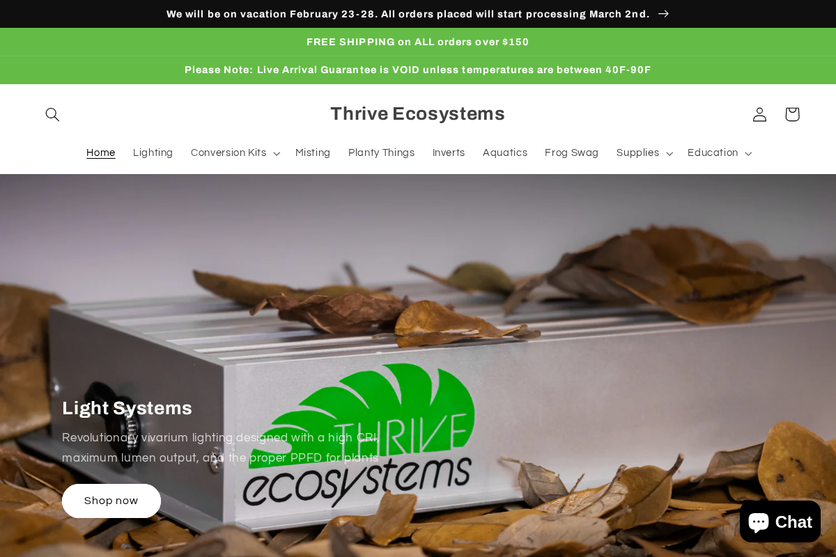 Thrive Ecosystems homepage screenshot