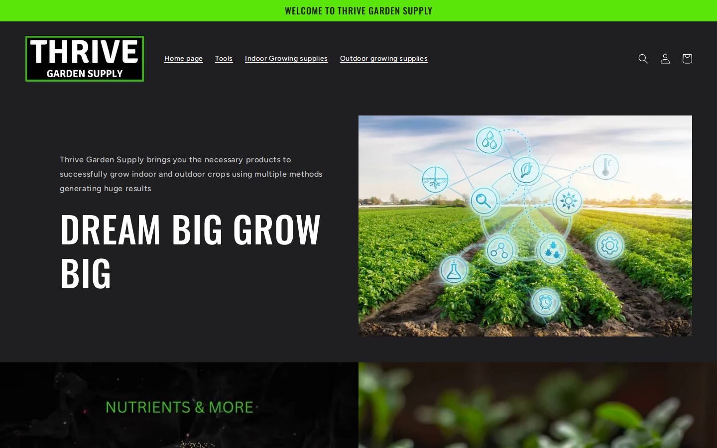 thrivegardensupply.com homepage screenshot