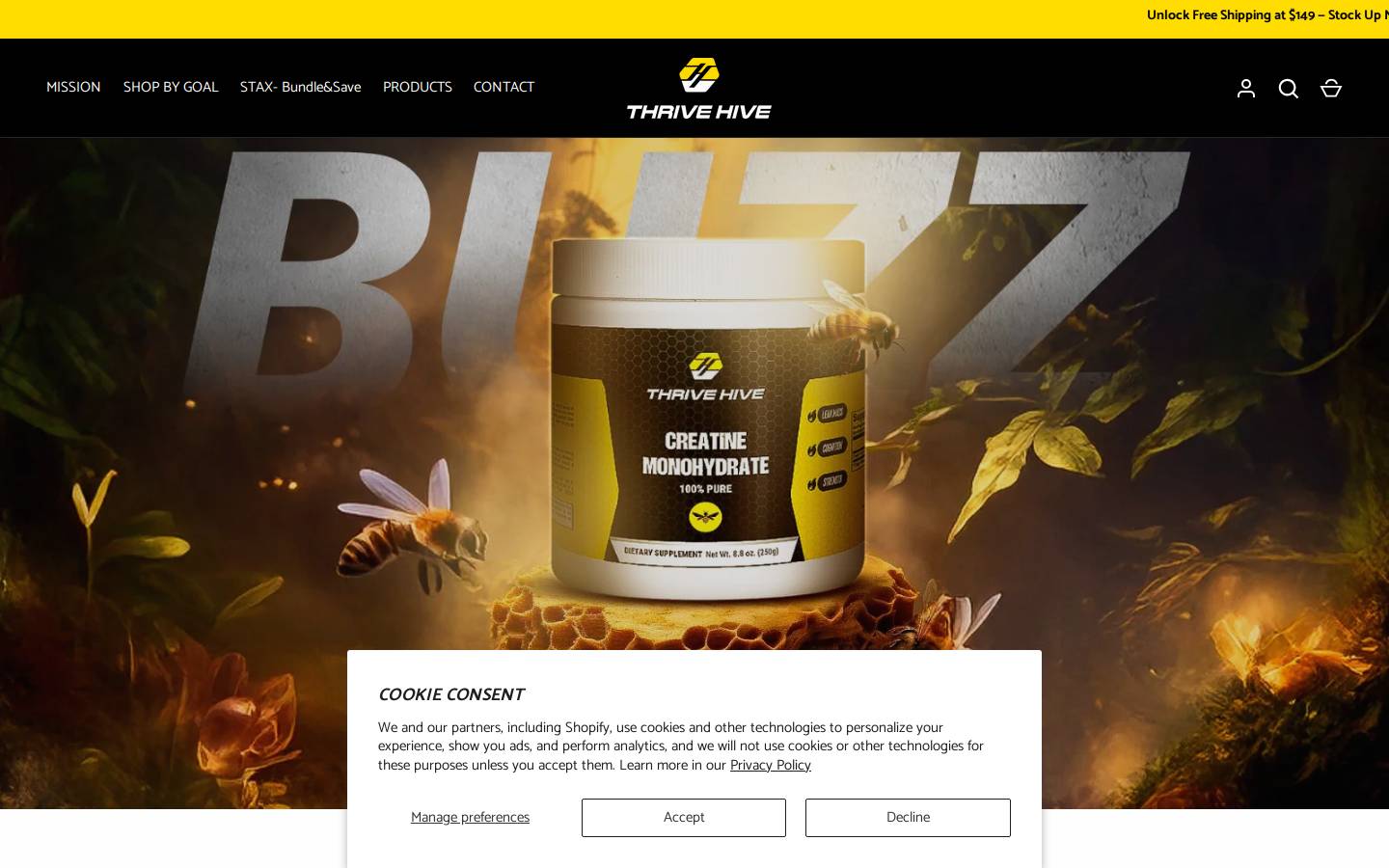 thrivehivesupplements.com homepage screenshot