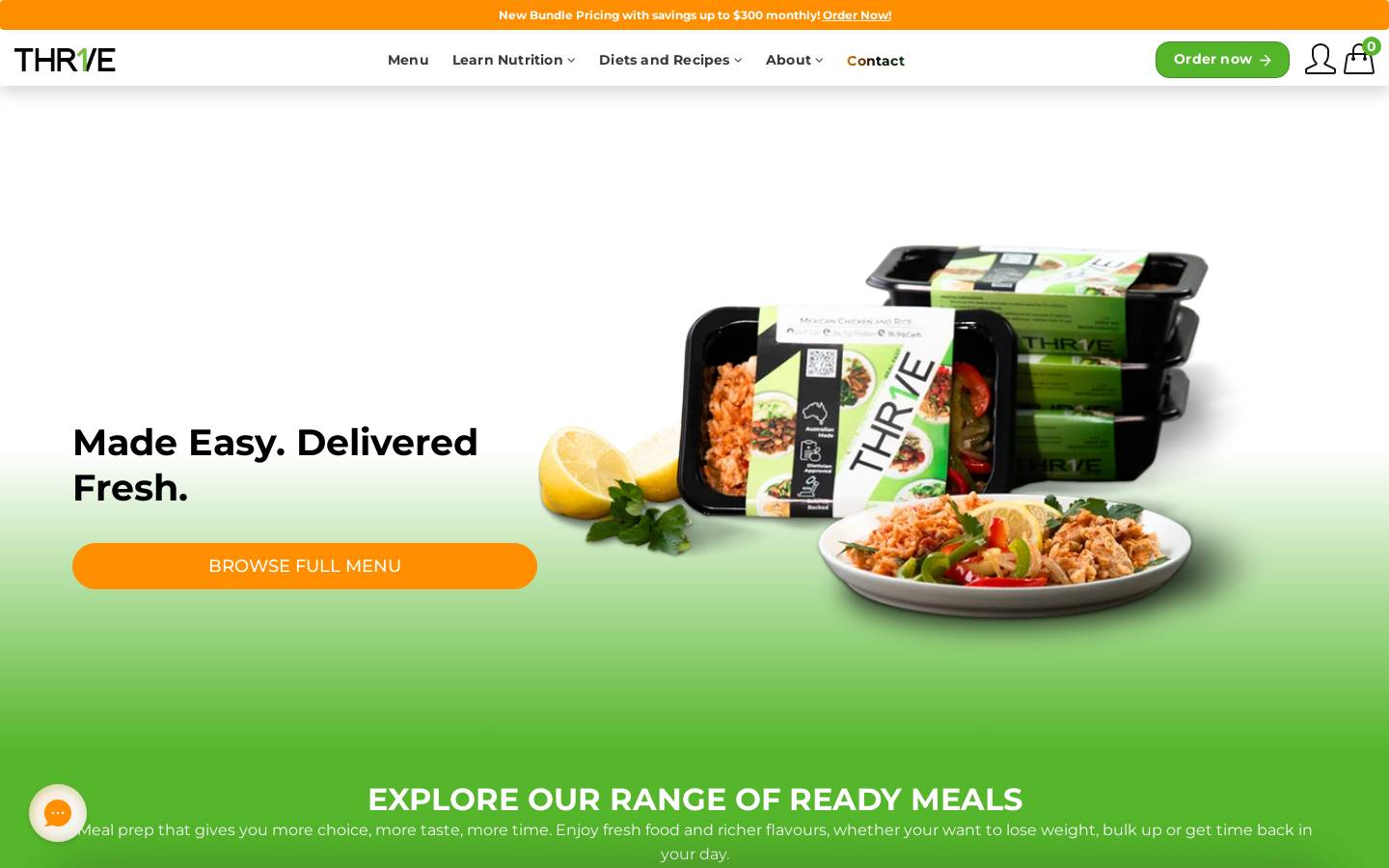 thrivemeals.com.au homepage screenshot