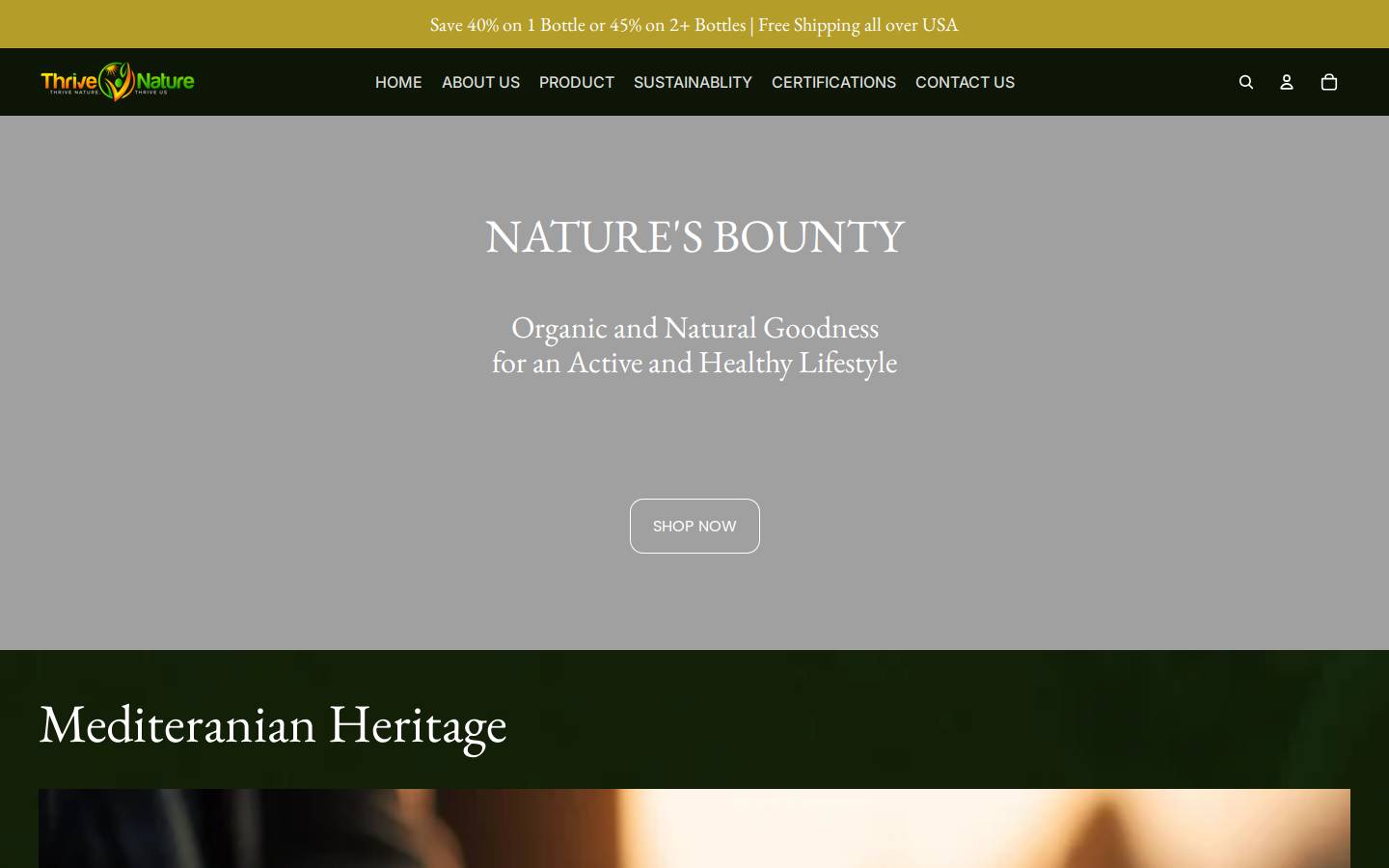 thrivenaturellc.com homepage screenshot