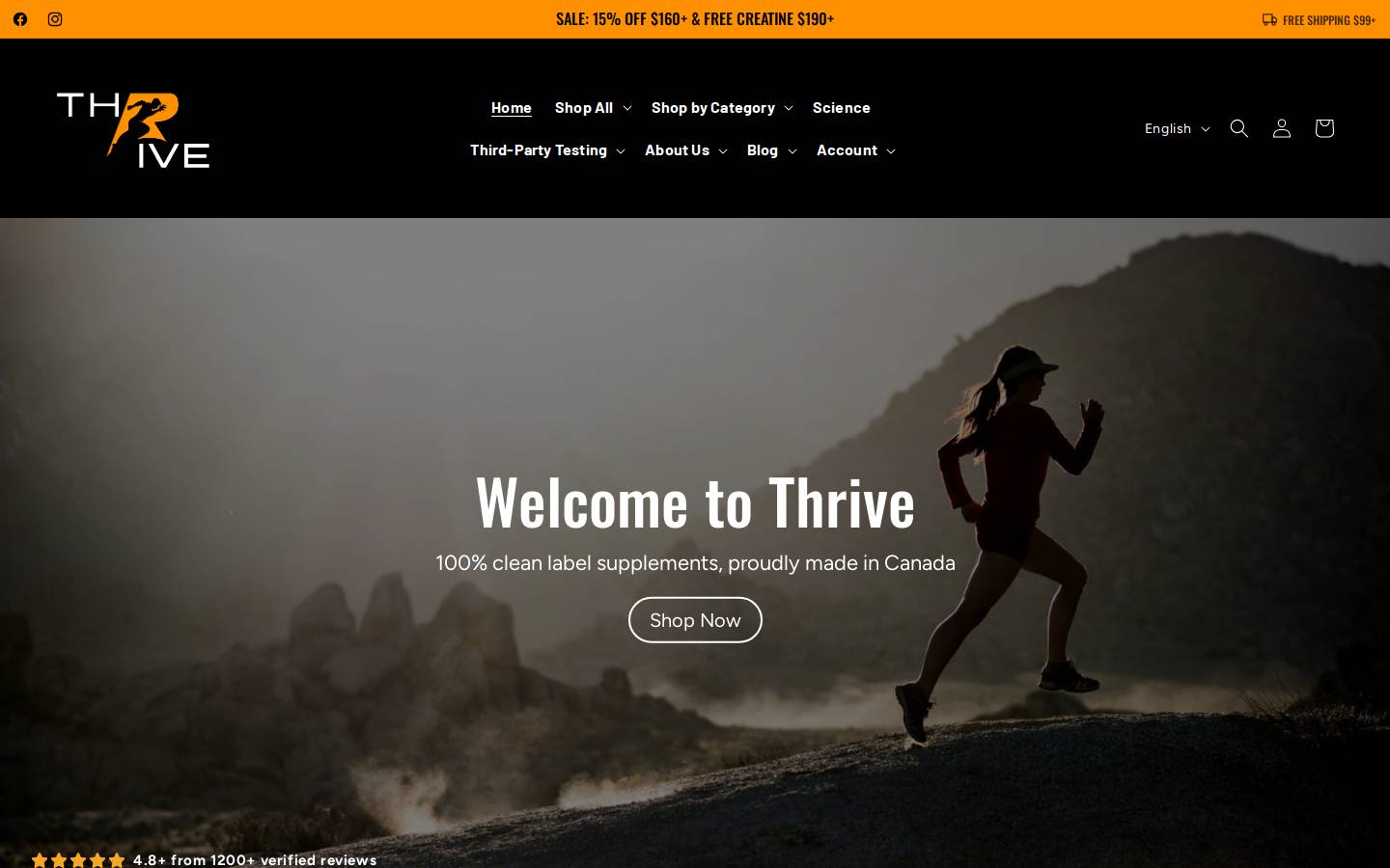 thriveprotein.ca homepage screenshot