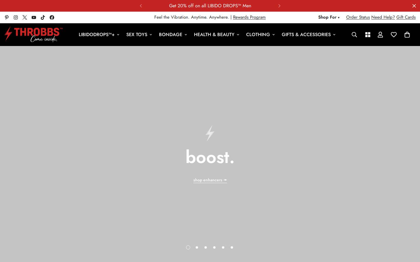 throbbs.com homepage screenshot