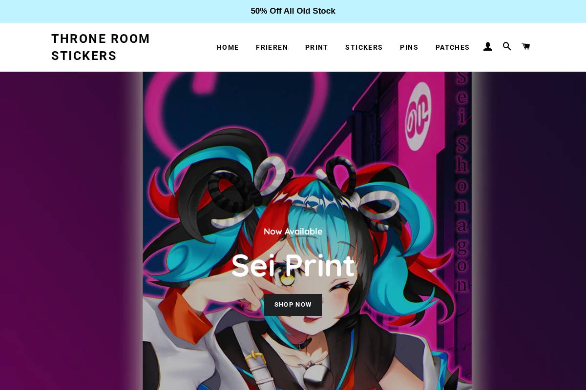 throneroomstickers.com homepage screenshot