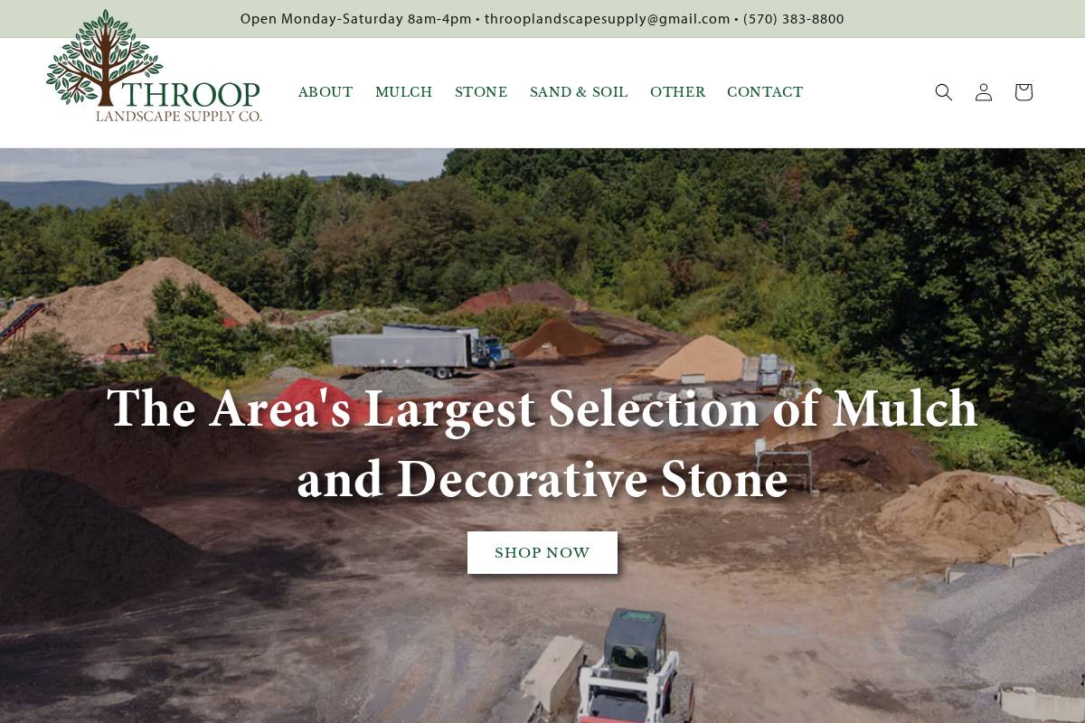 throoplandscapesupply.com homepage screenshot