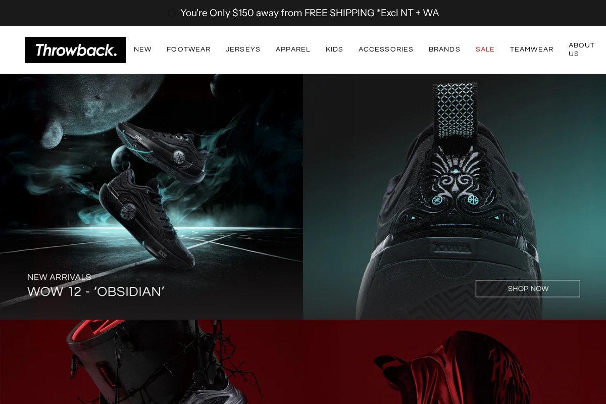 Throwback homepage screenshot