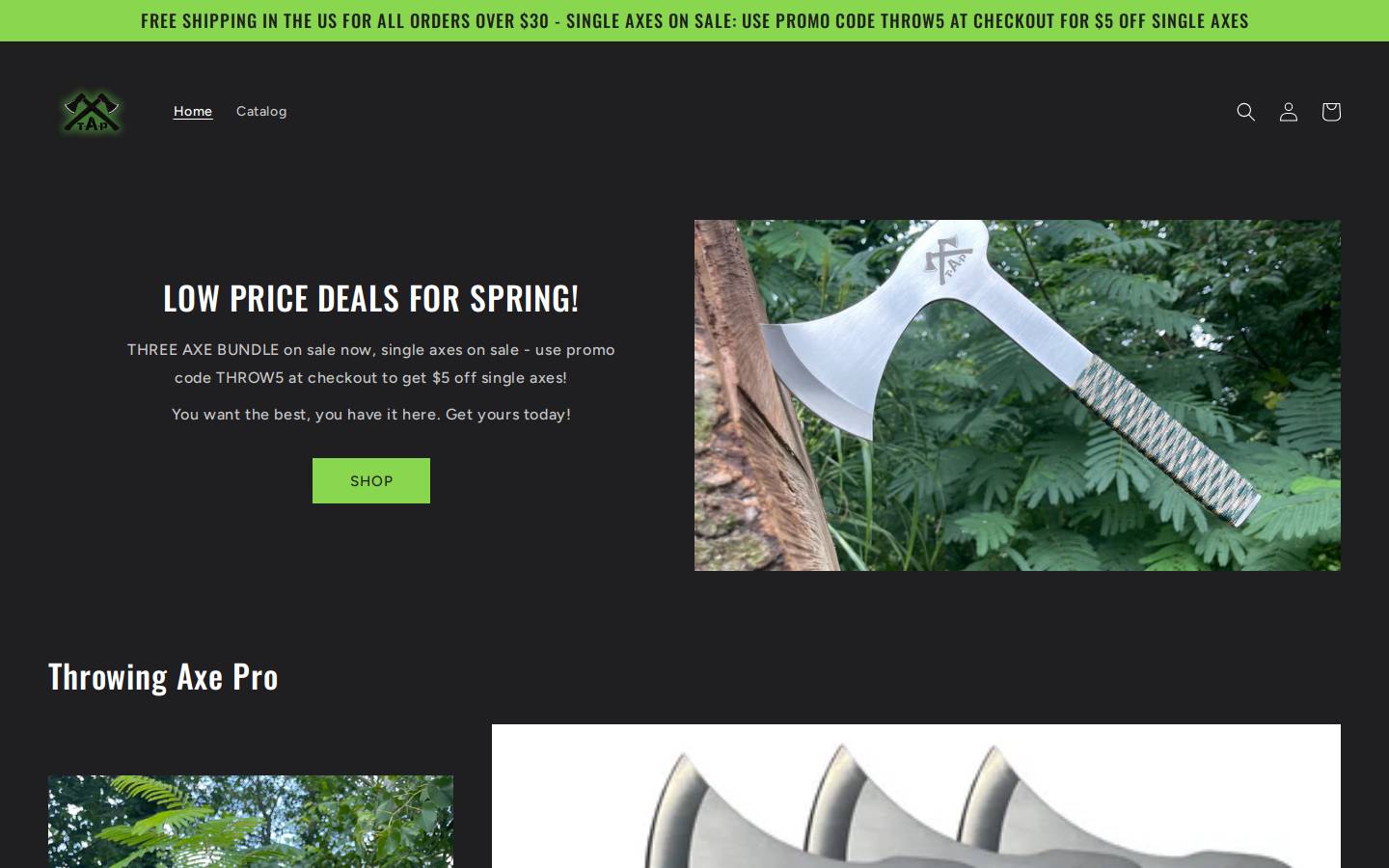 throwingaxepro.com homepage screenshot