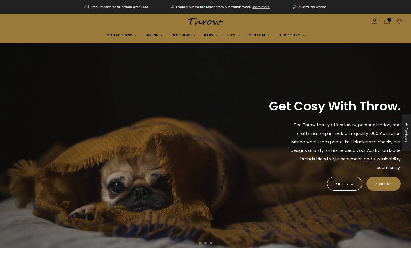 throwrugs.com.au homepage screenshot