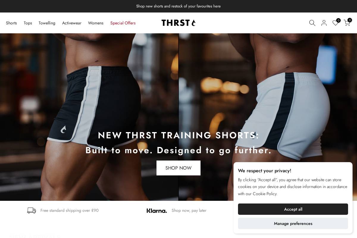 THRST homepage screenshot