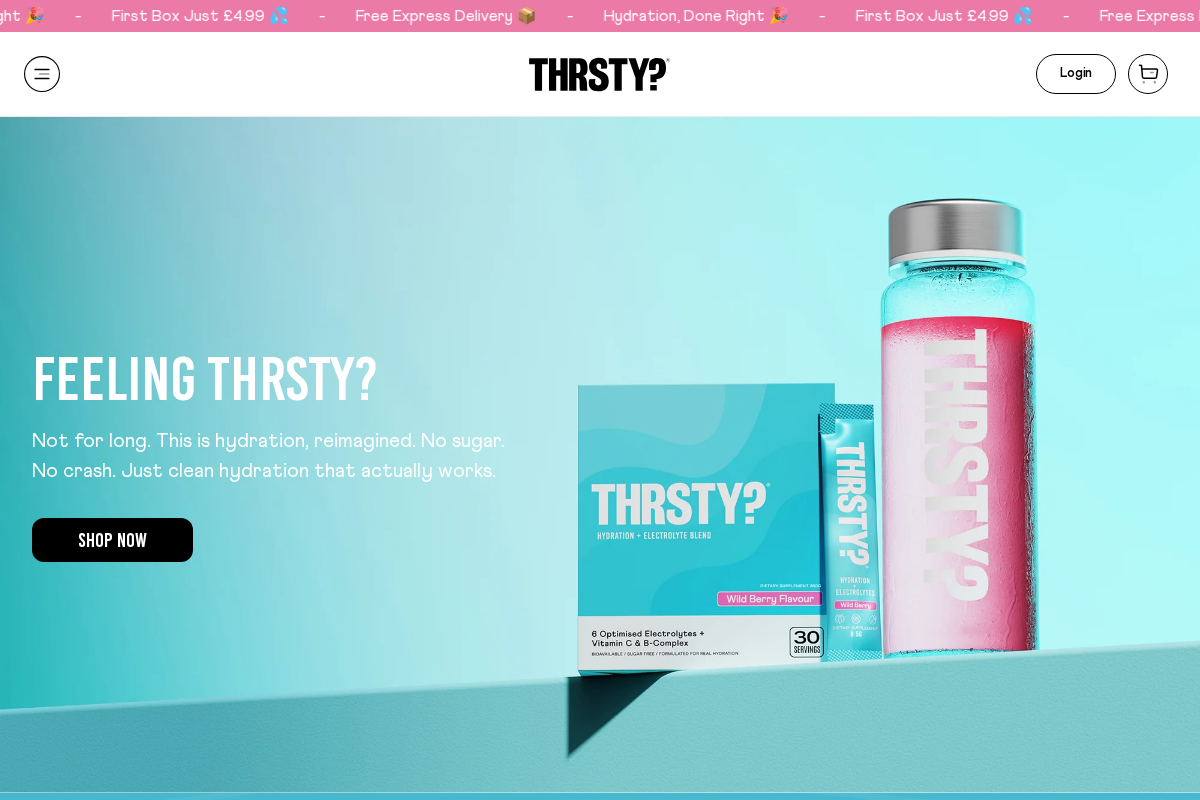 Thrsty homepage screenshot
