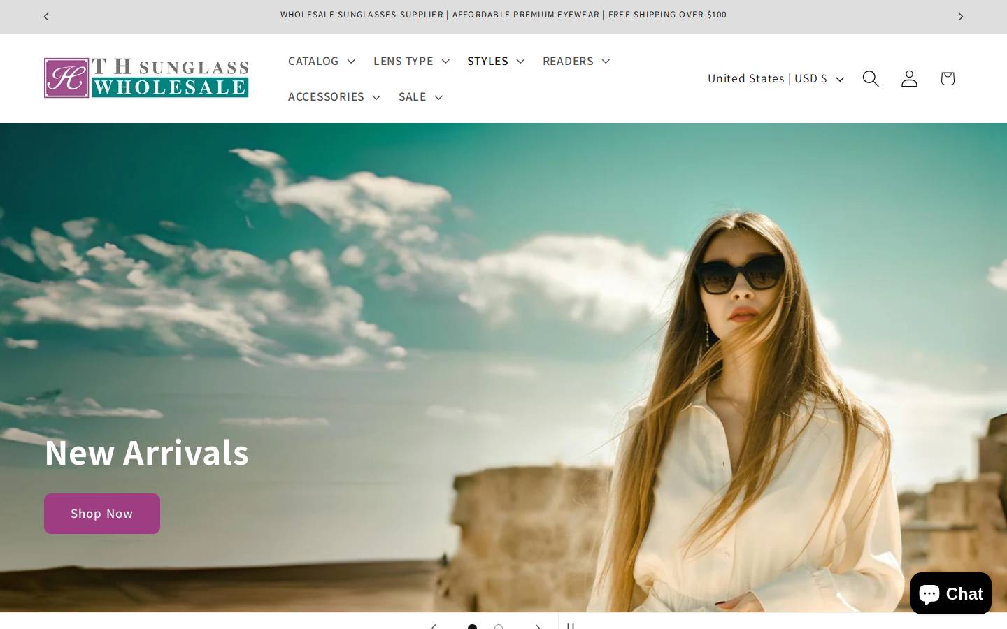 Thsunglass homepage screenshot