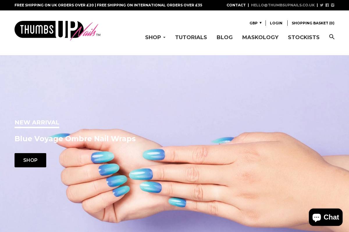 thumbsupnails.co.uk homepage screenshot