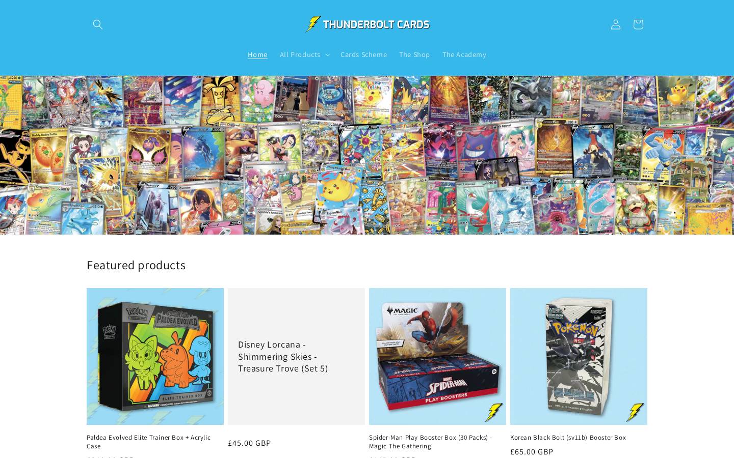 thunderboltcards.com homepage screenshot