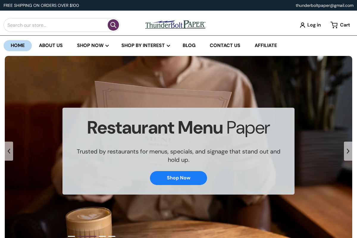 thunderboltpaper.com homepage screenshot