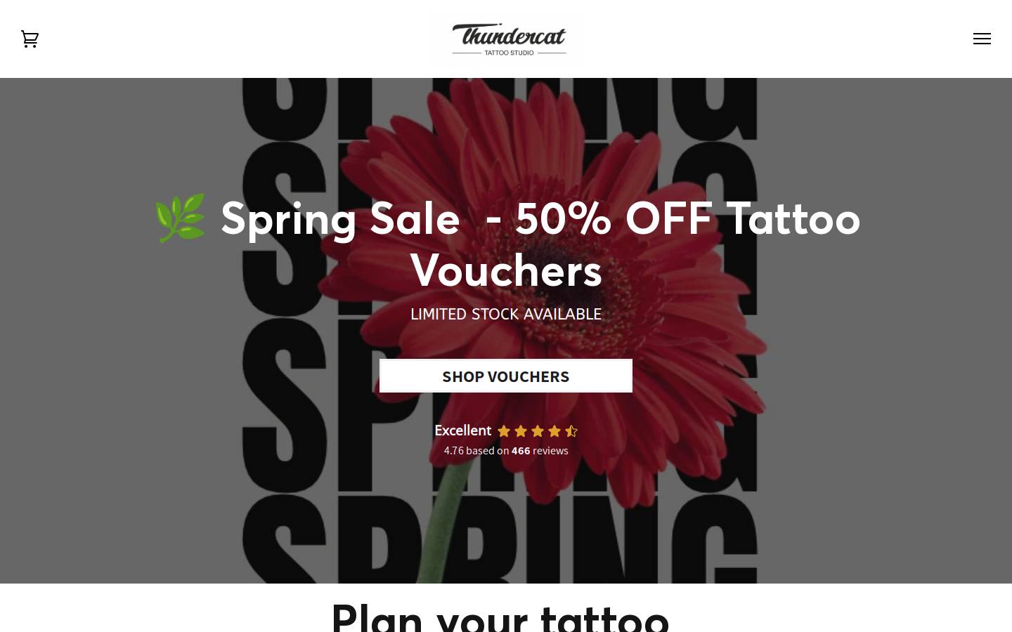Thundercat Tattoo Studio homepage screenshot