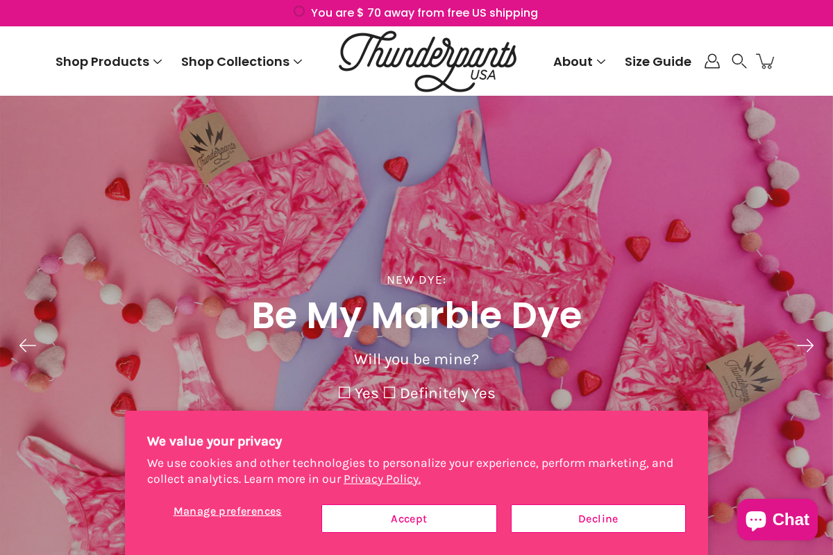 Thunderpants USA homepage screenshot