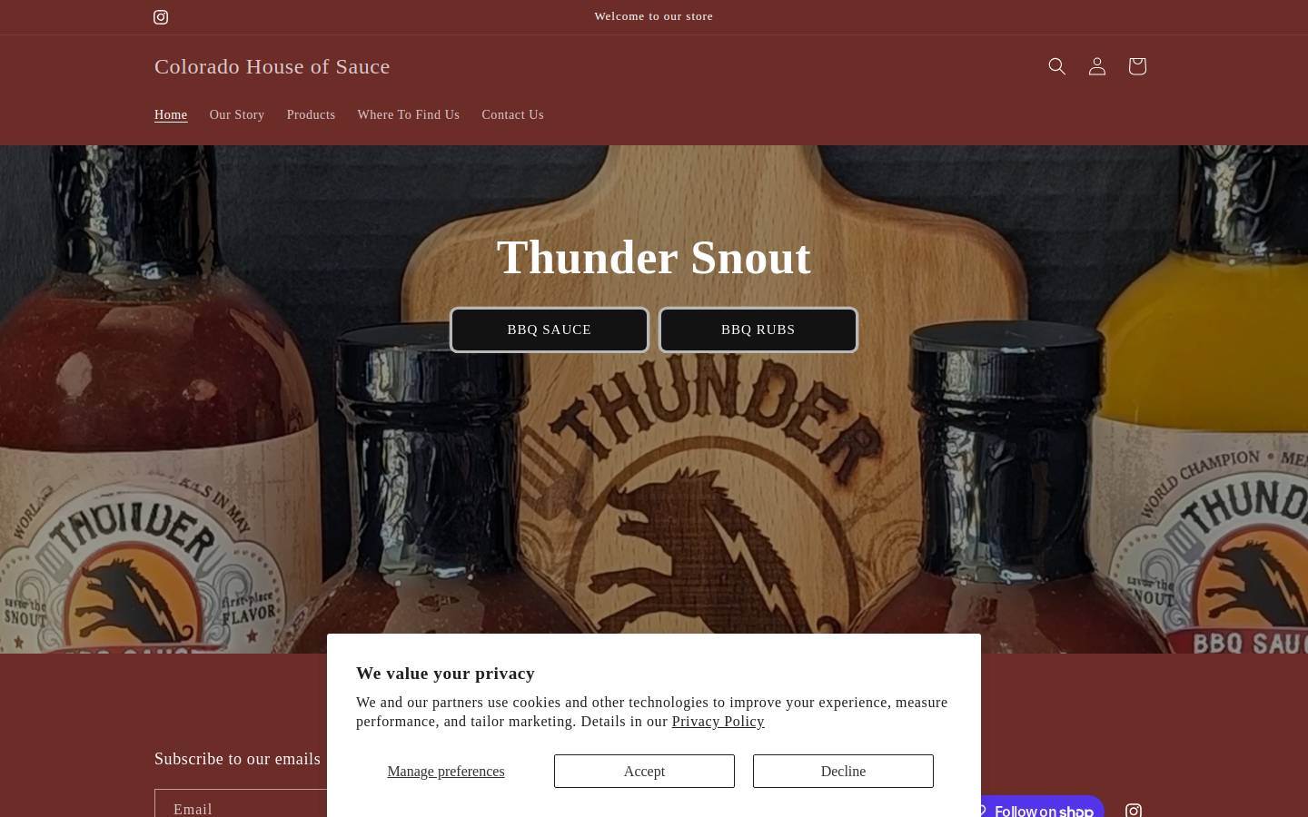 thundersnoutbbq.com homepage screenshot