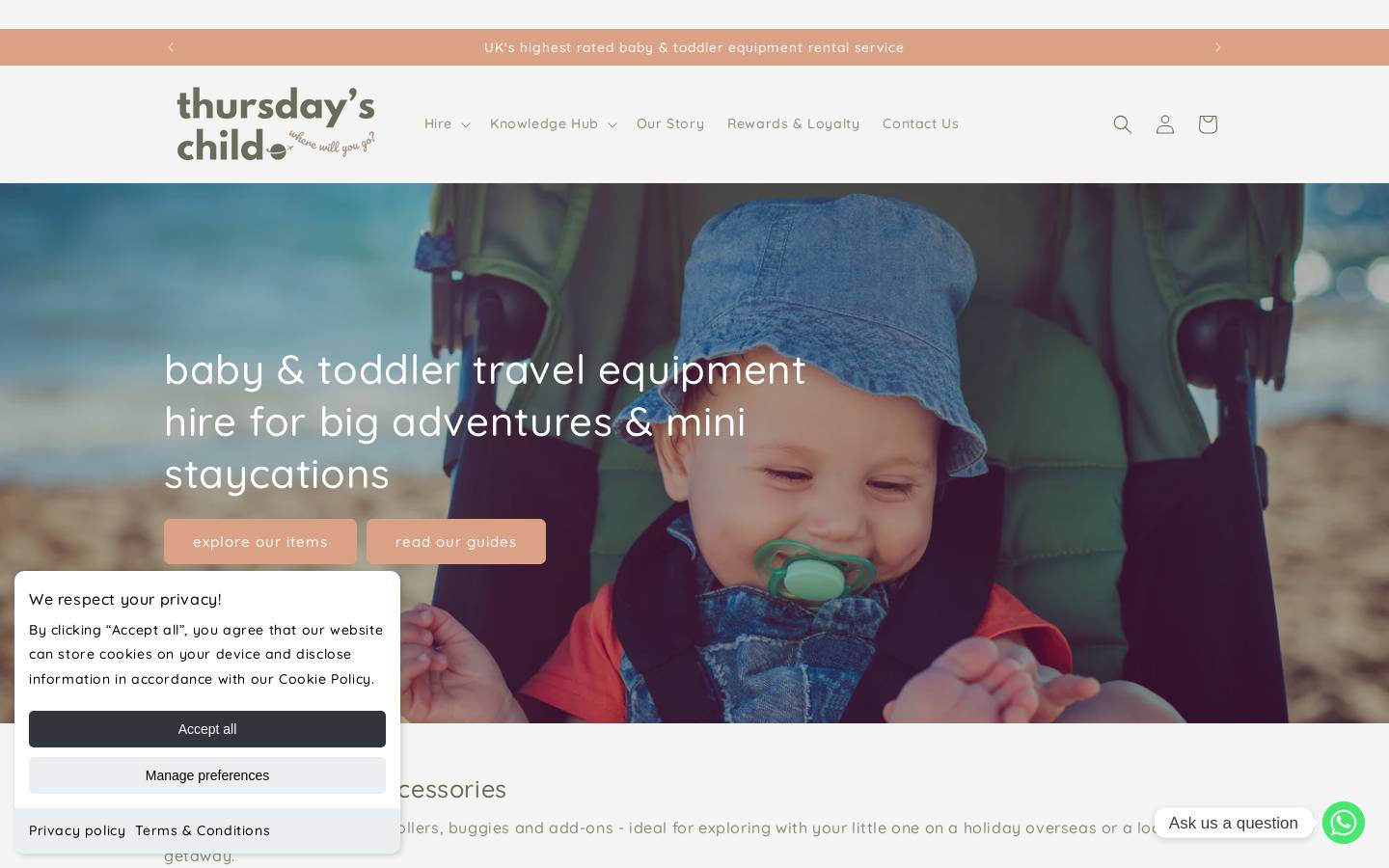Thursday's Child Rental homepage screenshot