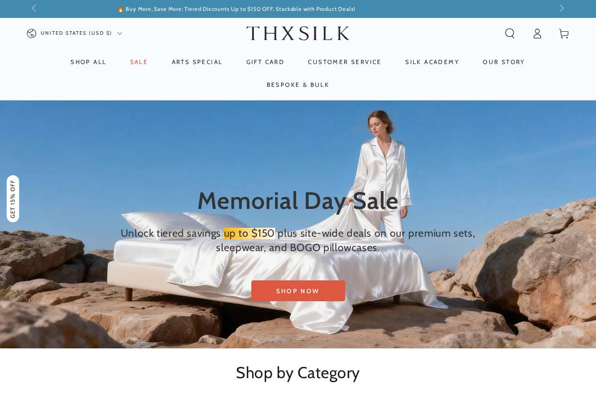 thxsilk.com homepage screenshot