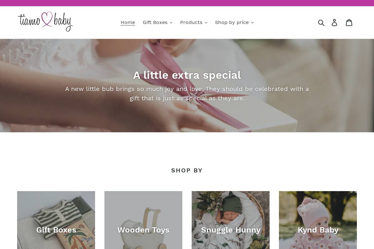 tiamobaby.com.au homepage screenshot