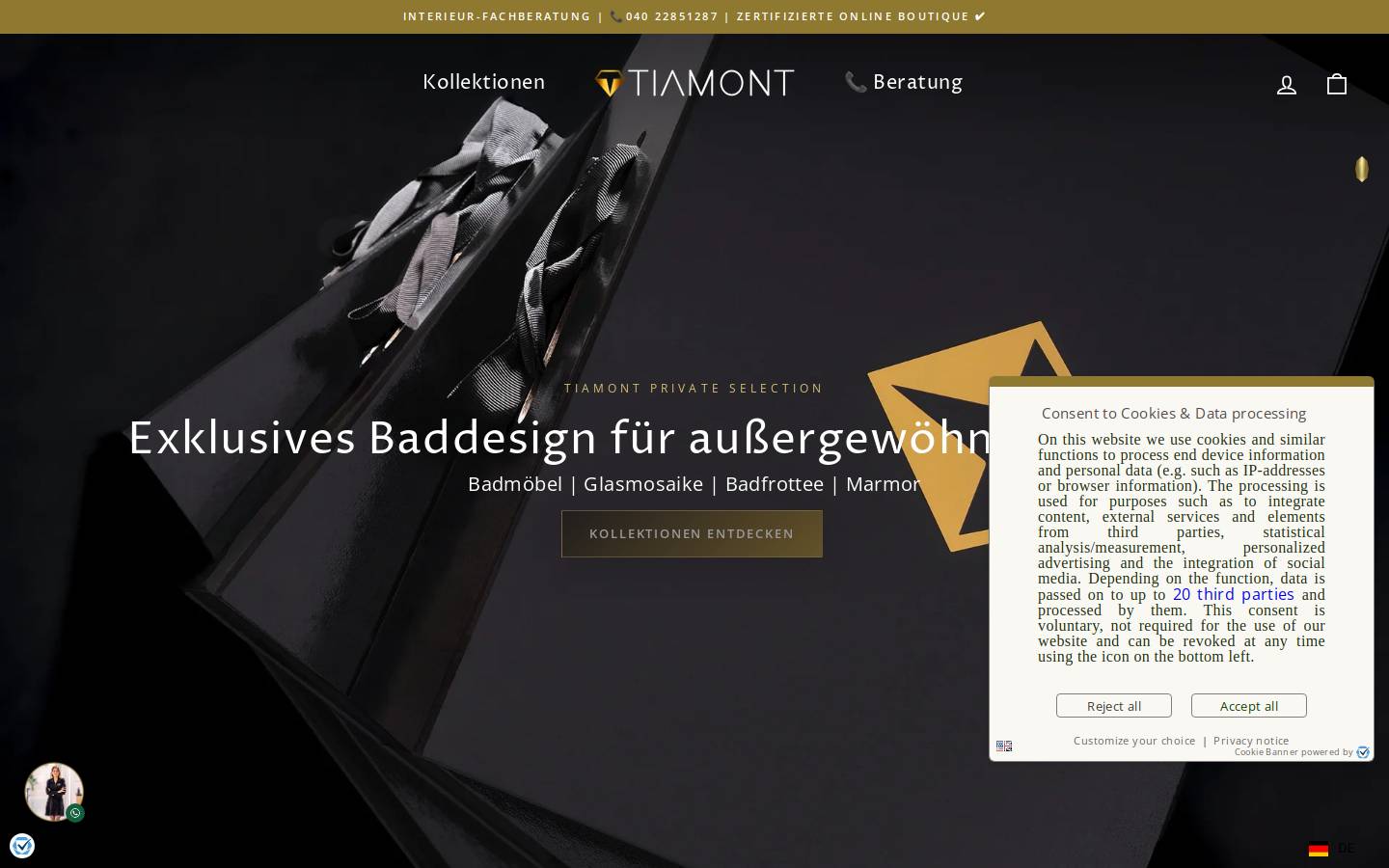 tiamont.de homepage screenshot