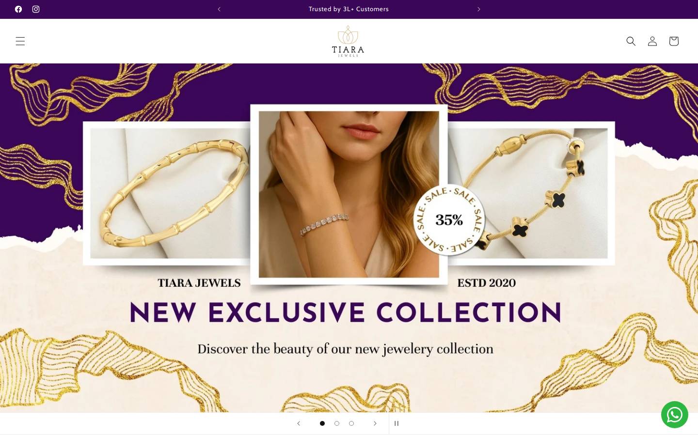 tiarajewels.in homepage screenshot